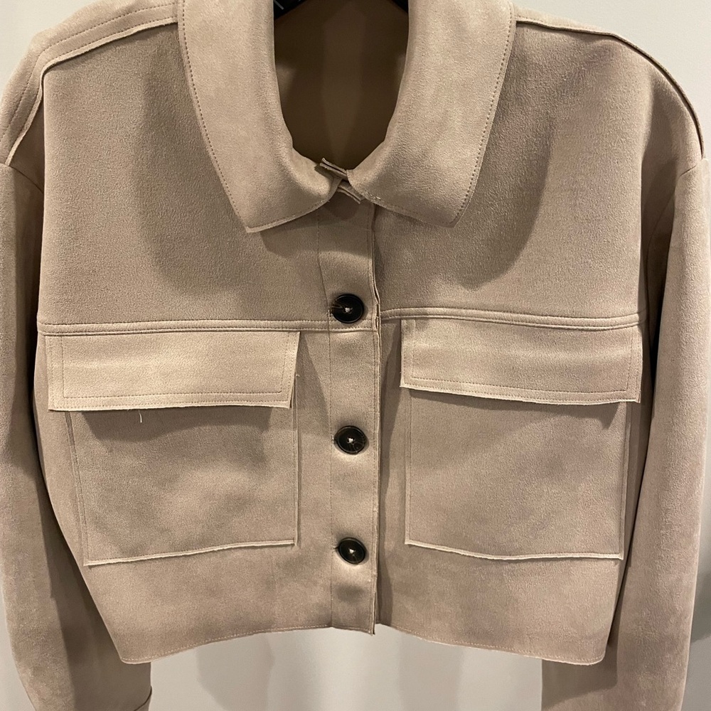 Zara Faux Suede Crop Jacket, M